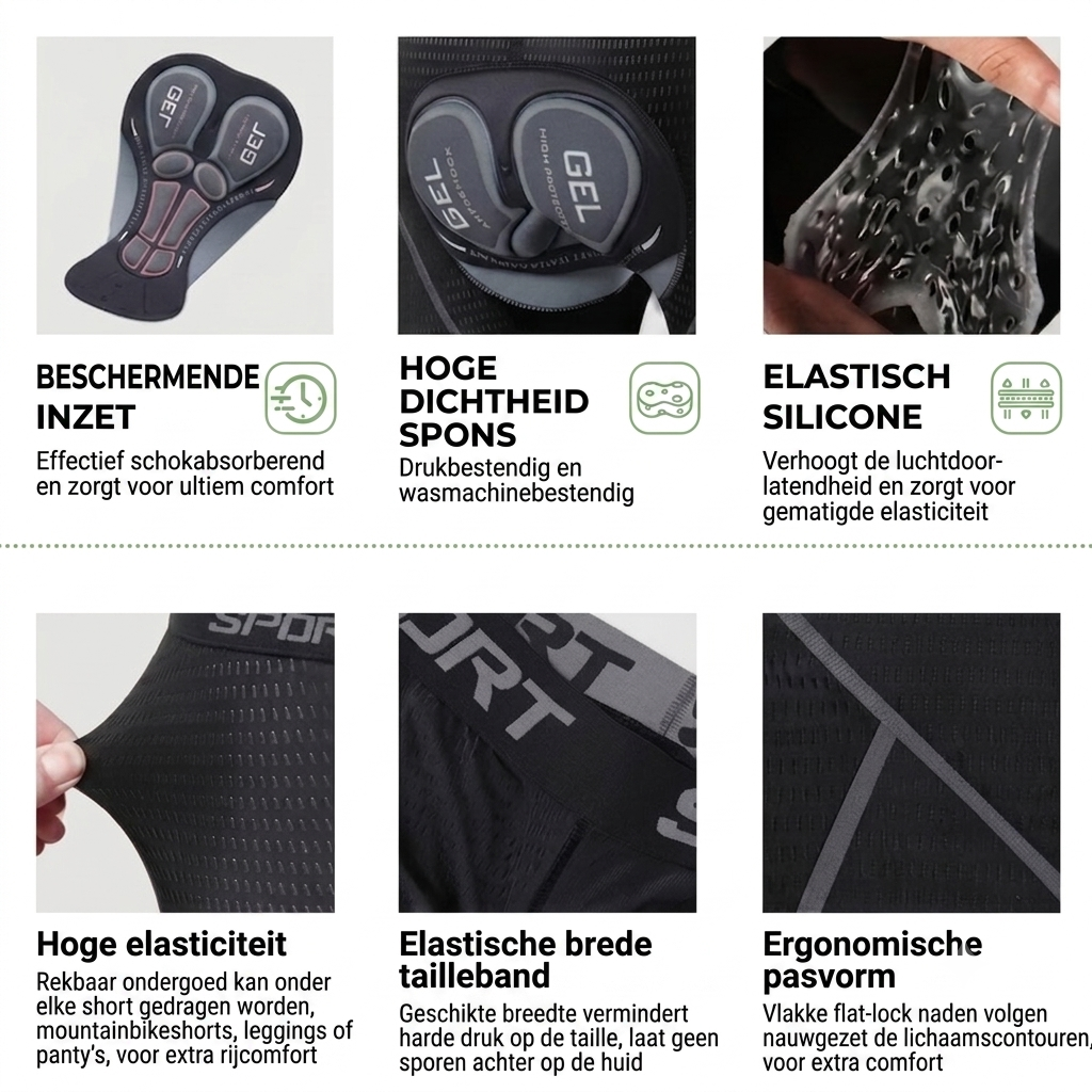 Heren Fietsshort - 5D Gelzeem - Ademende Mesh
