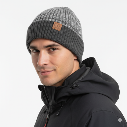 Outdoor Gebreide Herenmuts – Fleece Gevoerd & Extra Warm