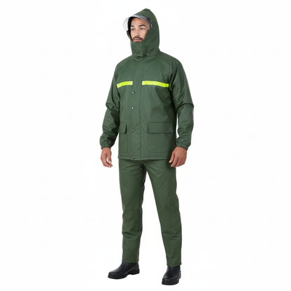 Heren Regenpak – Waterdichte Jas – Met Capuchon en Broek