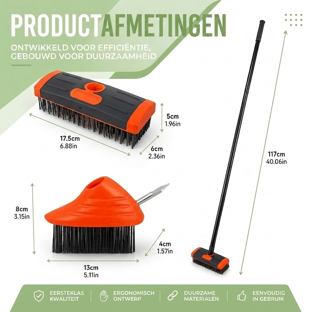 Voegenborstel met Telescoopsteel - 3-in-1 Voegenreiniger - Onkruidborstel