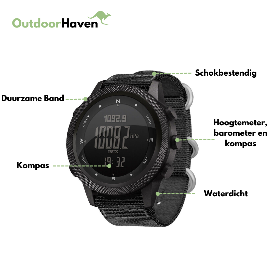 Outdoor Sport Horloge - Waterdicht 50M - Barometer & Kompas - OutdoorHavenNL