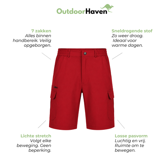 Dames Hiking Cargoshort- 7 Zakken Korte Broek met Stretch