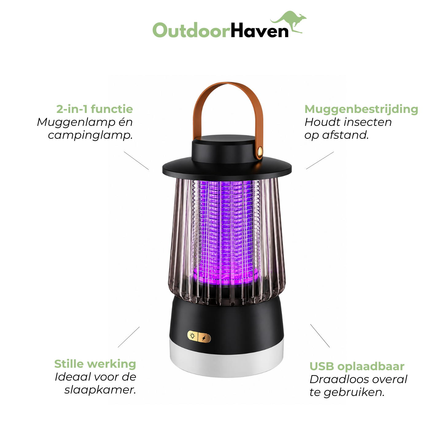 Muggenlamp & Campinglamp 2-in-1 – Stille Muggenverjager - Terras