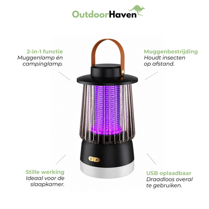 Muggenlamp & Campinglamp 2-in-1 – Stille Muggenverjager - Terras