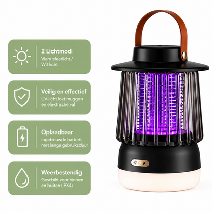 Muggenlamp & Campinglamp 2-in-1 – Stille Muggenverjager - Terras