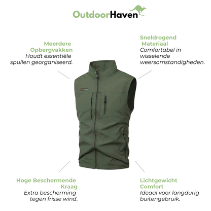 Heren Outdoor Vest met Meerdere Zakken – Sneldrogend – Lichtgewicht