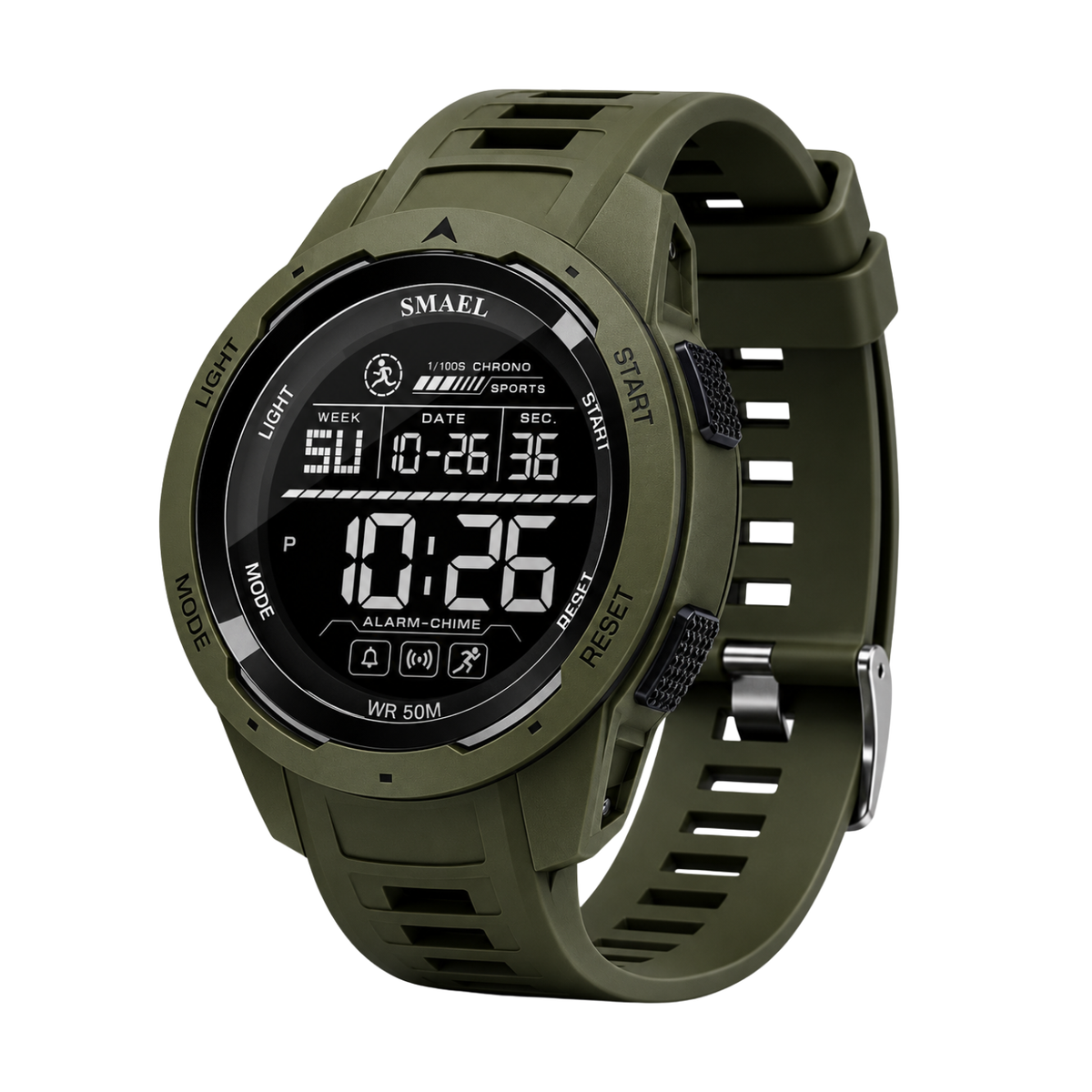 Heren Digitaal Sporthorloge – LED-verlichting – Stopwatch & Alarm