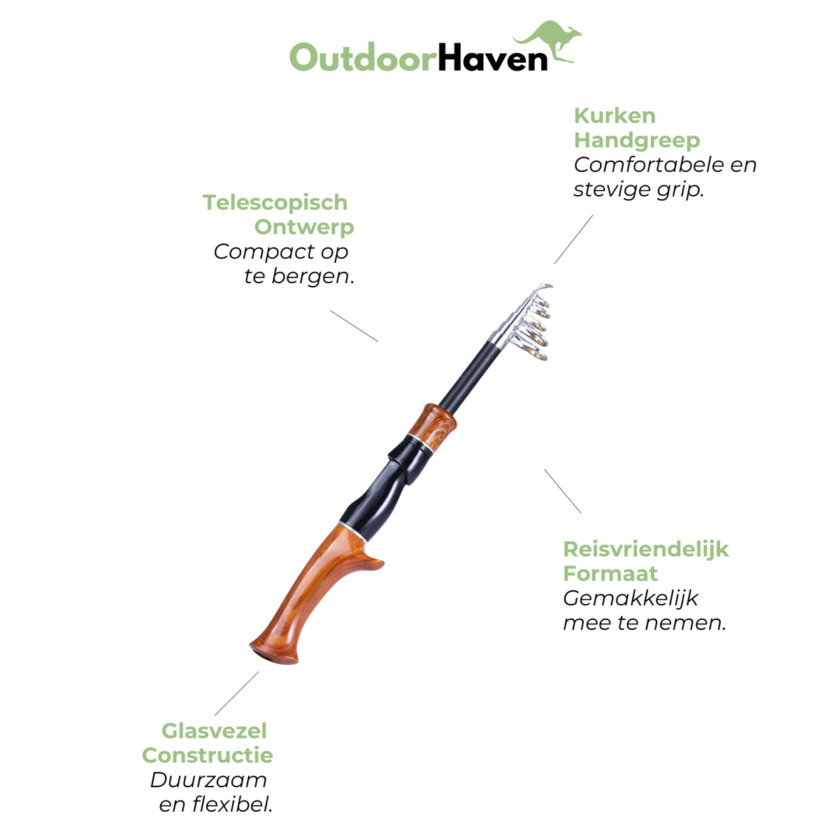Telescopische Hengel met Handgreep – Compact – Duurzaam