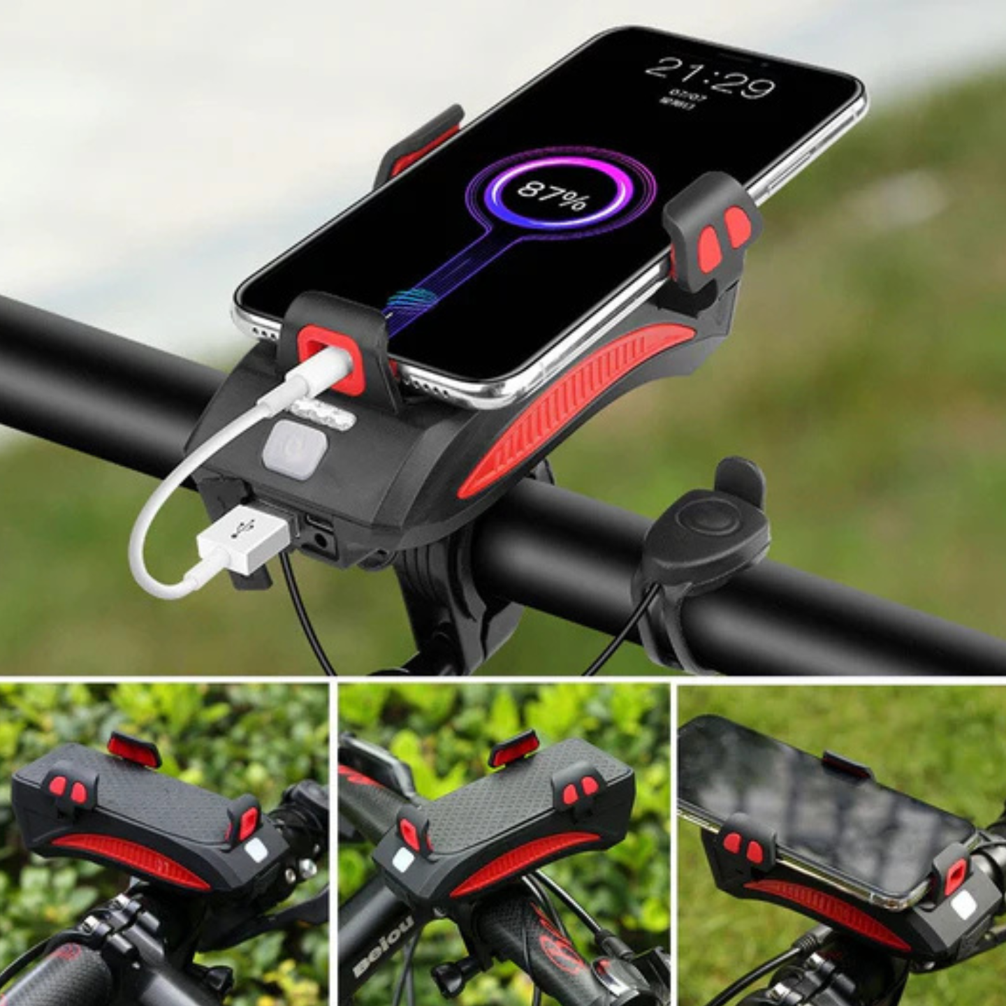 Fietsverlichting met Telefoonhouder & Powerbank – 3-in-1