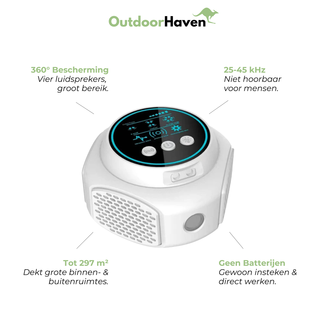 Ultrasoon Ongediertebestrijder – Thuis & Terras - Tegen Muggen, Wespen en meer