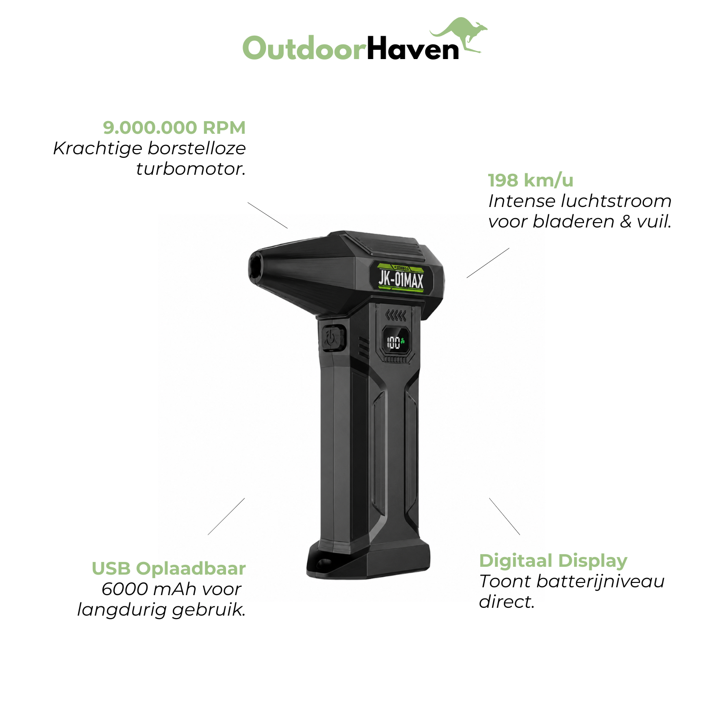 Turbo Bladblazer – USB Oplaadbaar voor Tuin & Auto