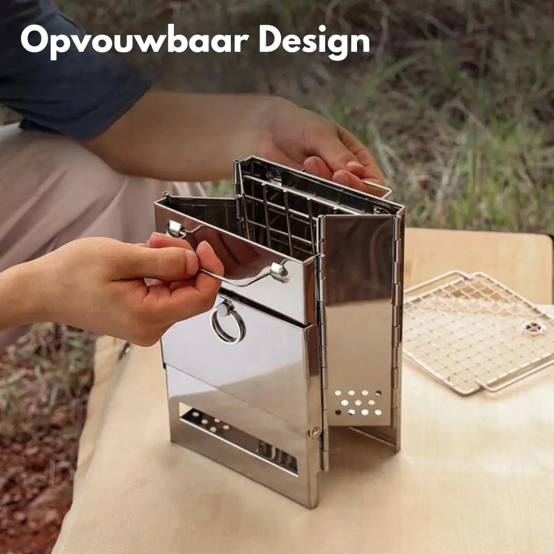 Opvouwbare RVS Houtkachel - Kamperen OutdoorHaven