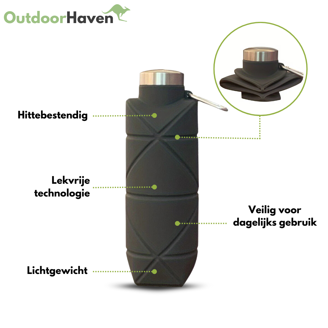 Opvouwbare Waterfles - 750 ML - OutdoorHavenNL