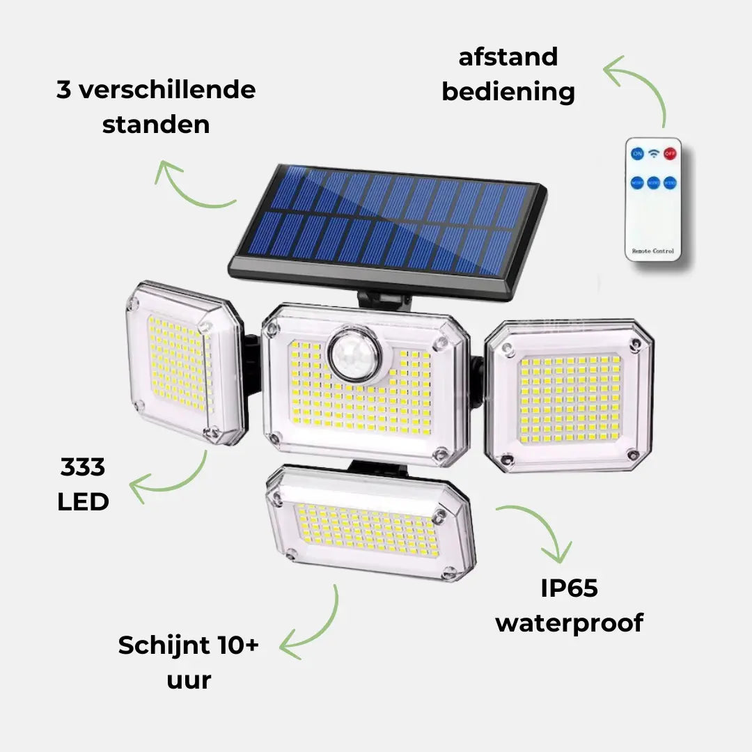 Solar Buitenlamp - bewegingssensor - 333 LED OutdoorHaven