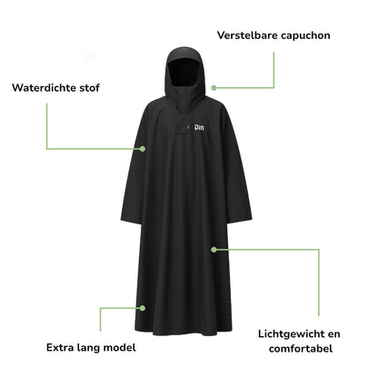 Unisex Regenponcho – Waterdicht met Capuchon – Lange Jas
