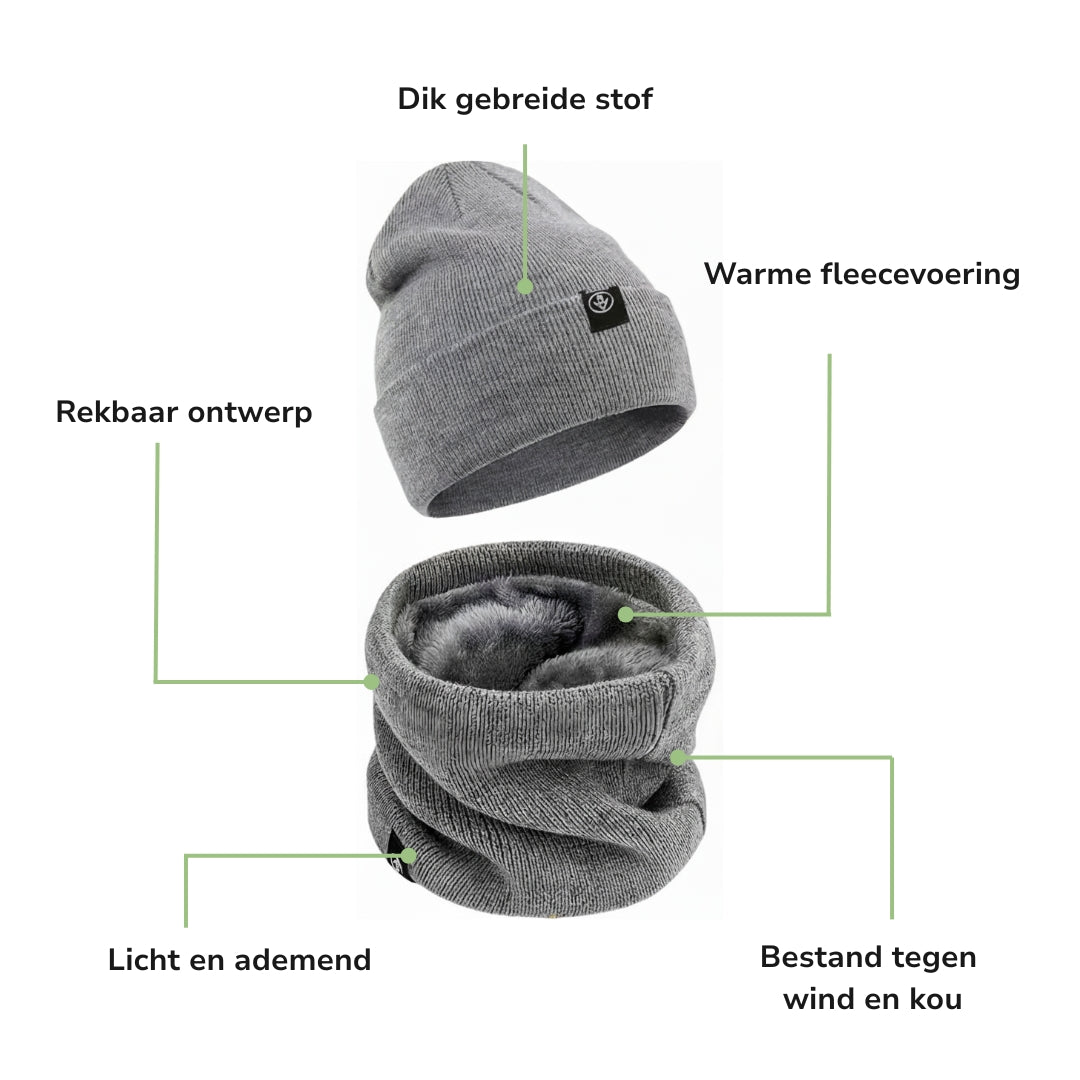 Wintermuts – Warme Sjaal – Gevoerde Gebreide Set