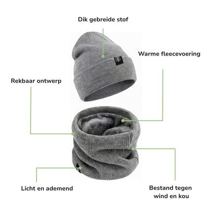 Wintermuts – Warme Sjaal – Gevoerde Gebreide Set