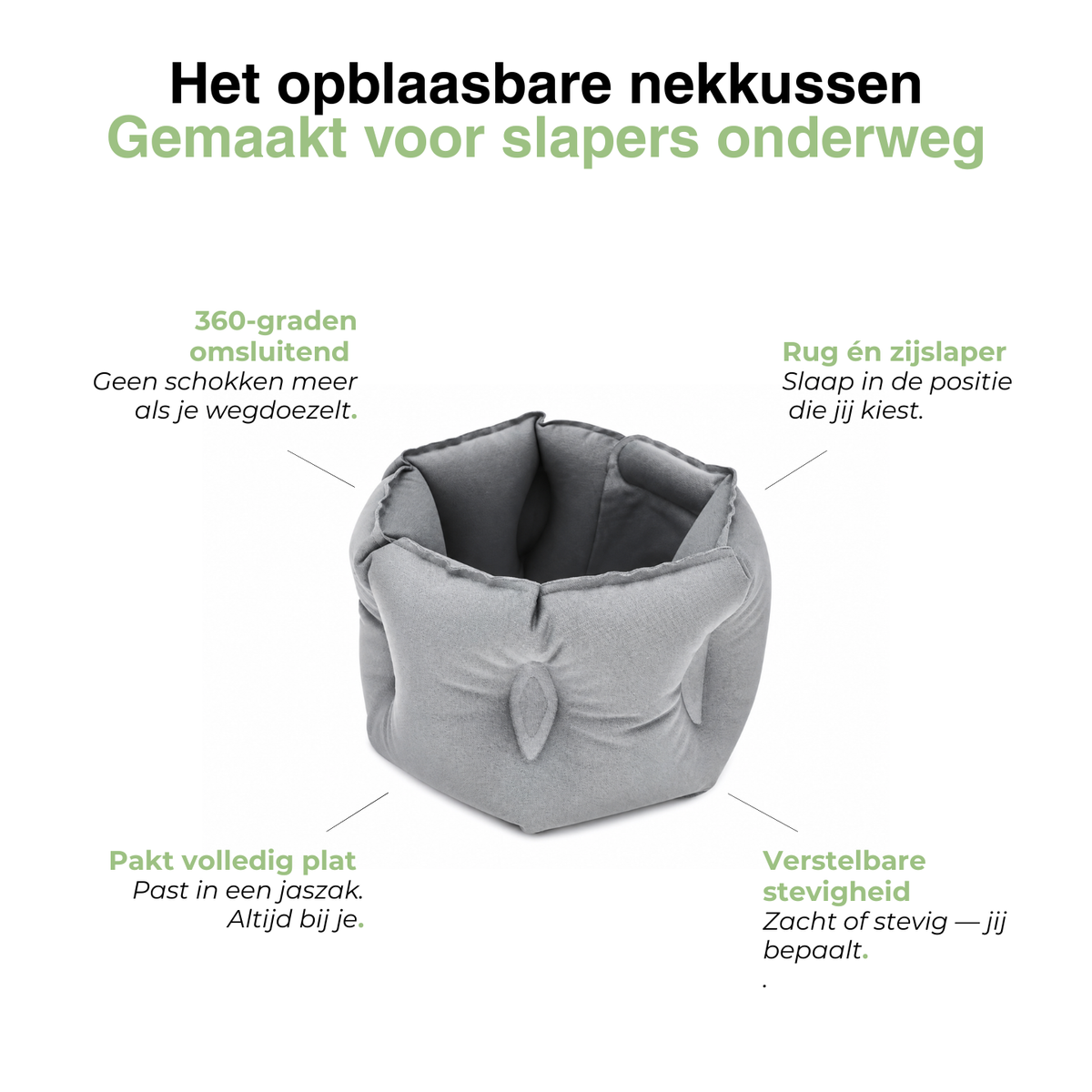 Opblaasbaar Reiskussen Nek - Volledig Omsluitend Vliegtuigkussen