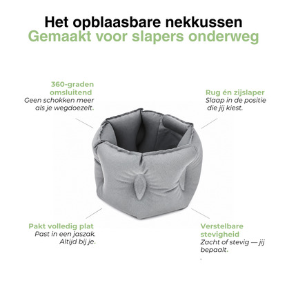 Opblaasbaar Reiskussen Nek - Volledig Omsluitend Vliegtuigkussen