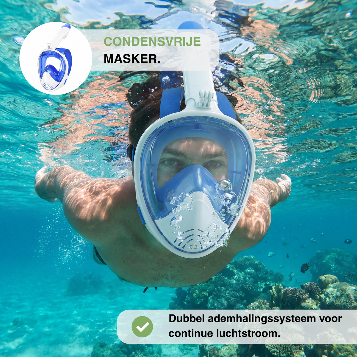 Snorkelmasker Anti-Condens - Panoramisch Zicht - GoPro Houder