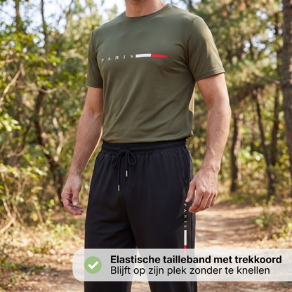 Heren Trainingspak Set Sneldrogend - T-Shirt en Joggingbroek - 2-Delig
