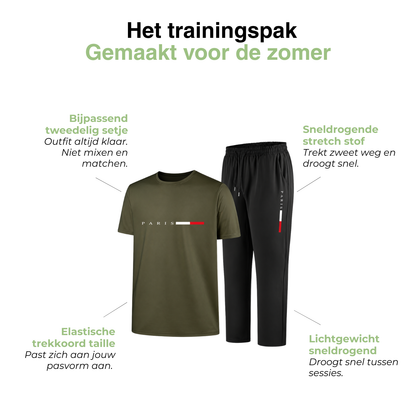 Heren Trainingspak Set Sneldrogend - T-Shirt en Joggingbroek - 2-Delig