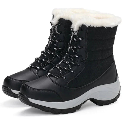 Snowboots dames met plateauzool in beige