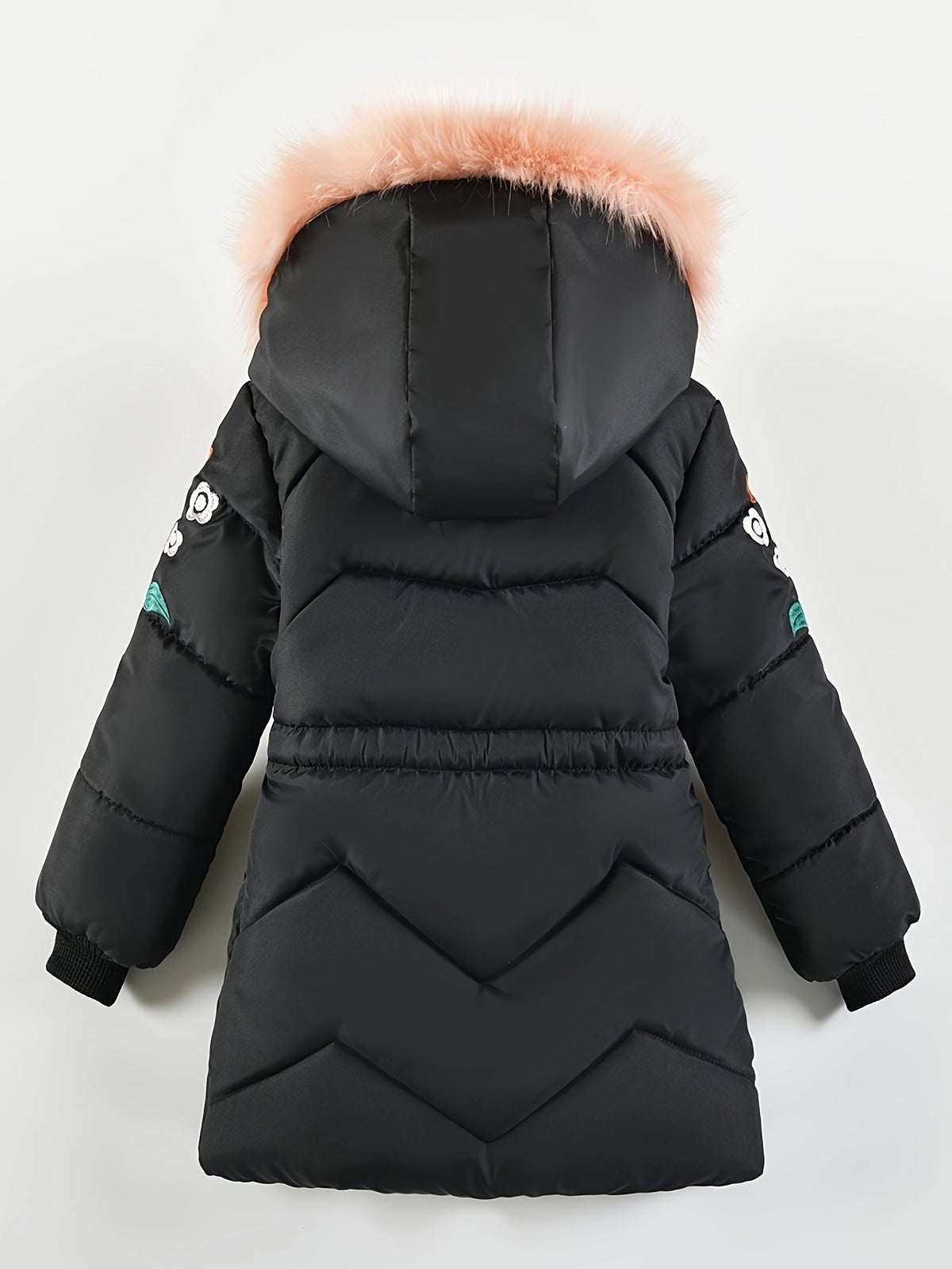 Meisjes winterjas parka met bontcapuchon in roze