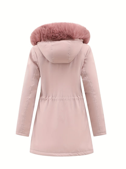 Parka dames met kunstbontcapuchon en waterdichte stof
