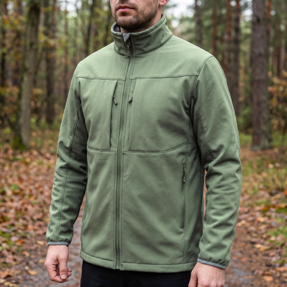 Softshell jas heren met fleece voering en staande kraag