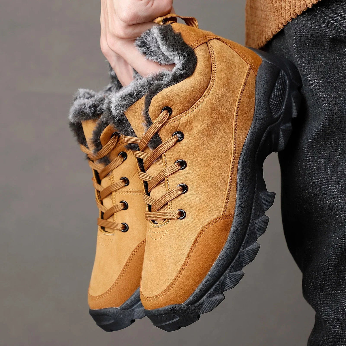 Waterdichte snowboots voor heren in het zwart