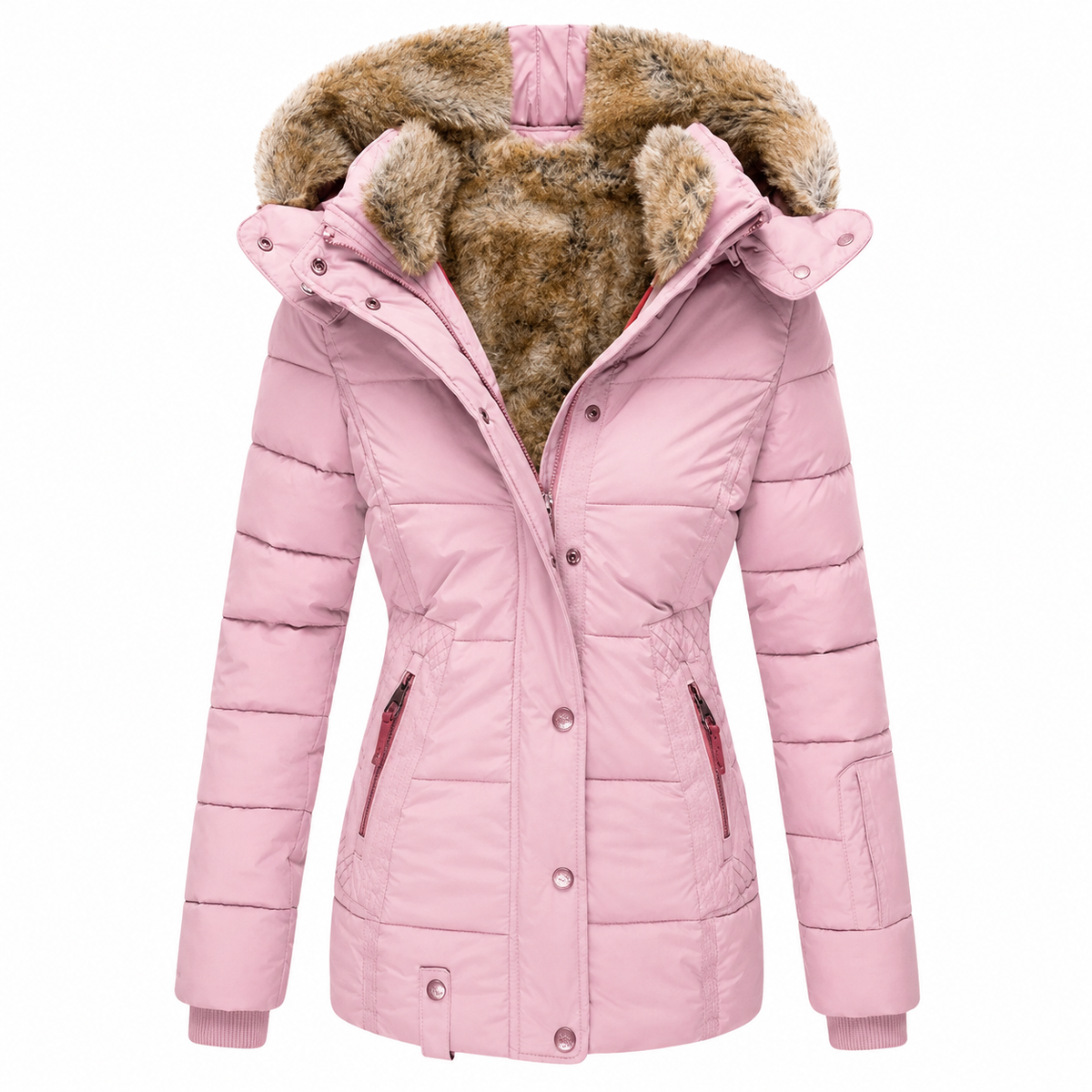 Winterjas Dames - Getailleerd - Afneembare Kap met Bont