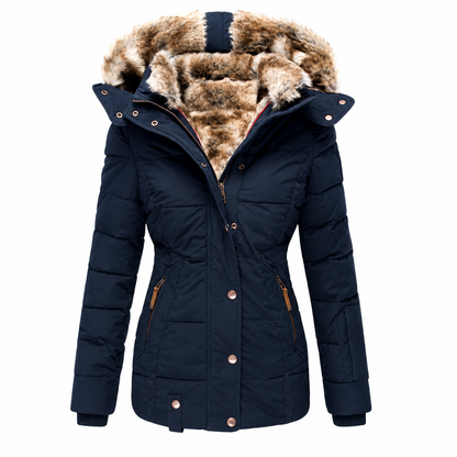 Winterjas Dames - Getailleerd - Afneembare Kap met Bont
