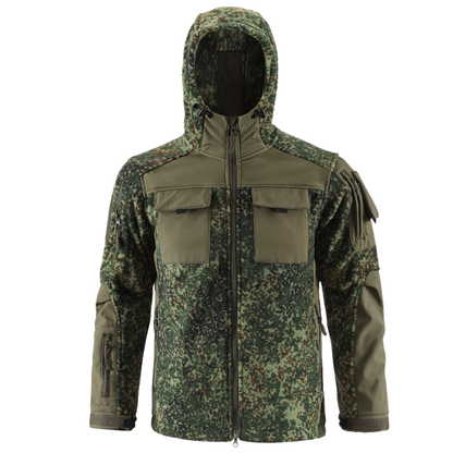 Heren fleecevest tactisch met capuchon in camouflage