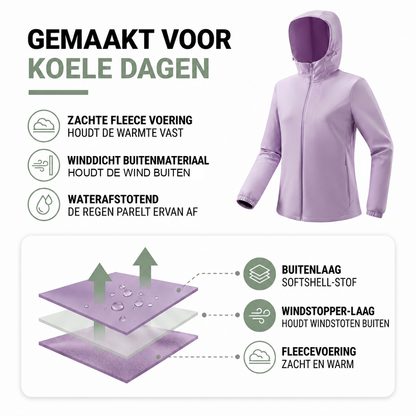 Sportieve Tussenjas Dames - Fleecevoering - Winddicht & Waterdicht