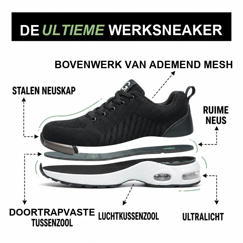 Werkschoenen Heren - Stalen Neus - Luchtkussenzool