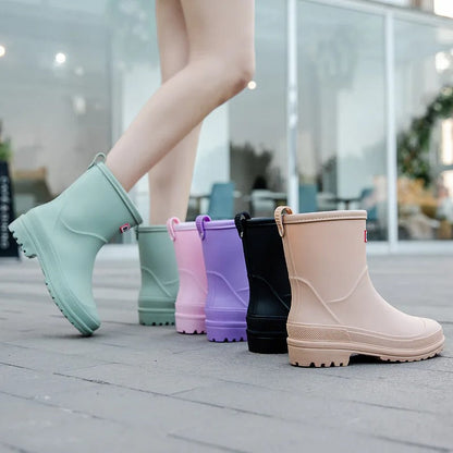 Regenlaarzen Dames - Halfhoog & Waterdicht - Antislip Profielzool