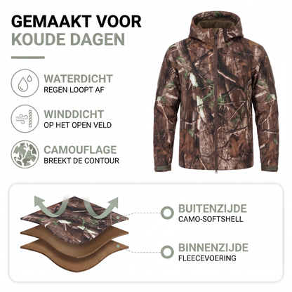 Camouflage Jas Heren - Softshell Jachtjas - Wind- & Waterdicht