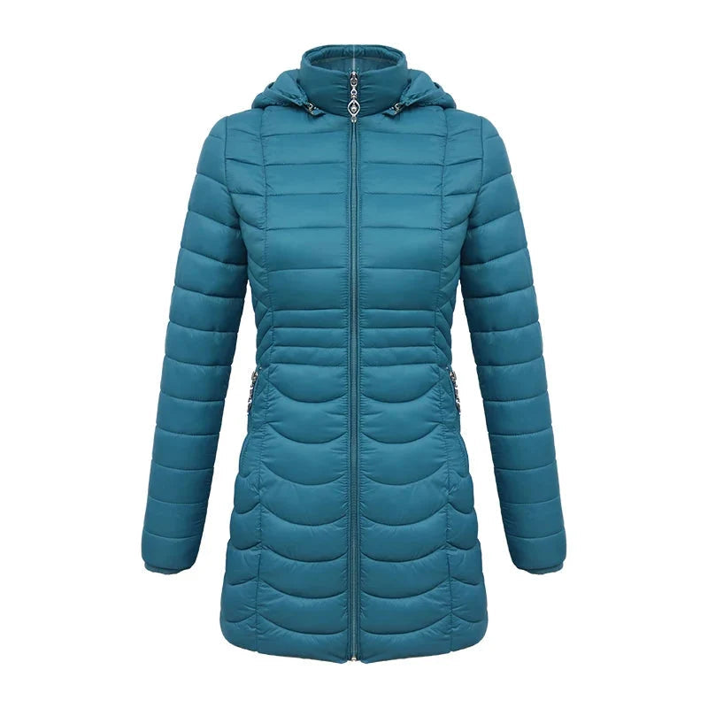Lange dames winterjas met afneembare capuchon