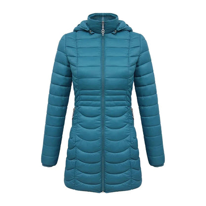 Lange dames winterjas met afneembare capuchon
