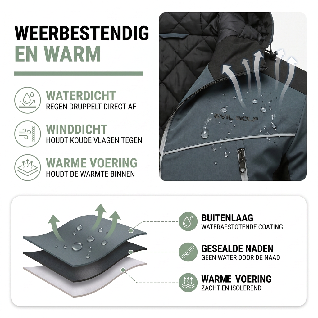 Waterdichte Heren Winterjas - Winddicht met Thermofutter - Verstelbare Capuchon