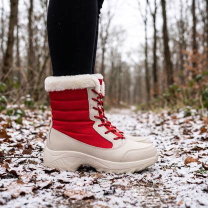 Snowboots dames met plateauzool in beige