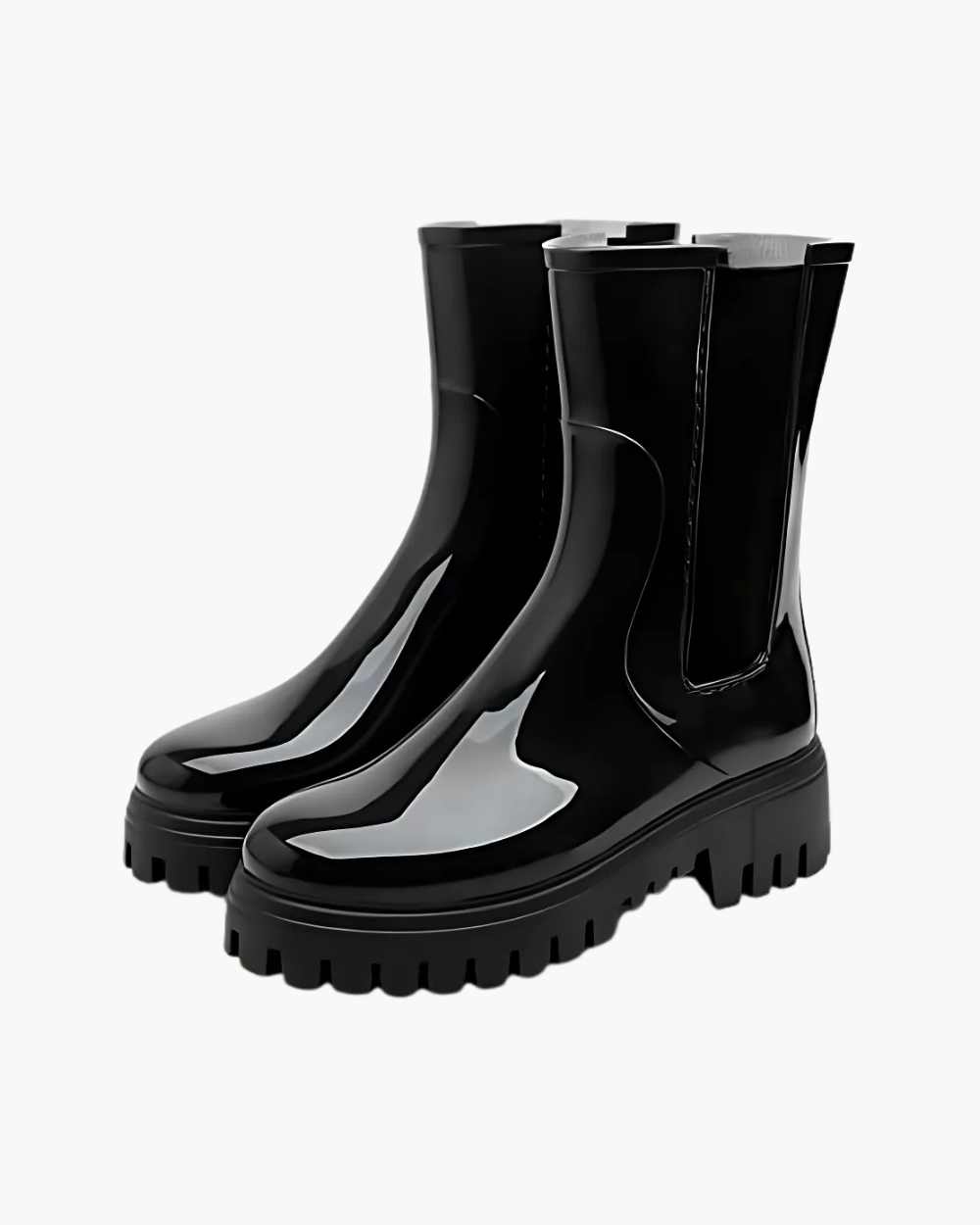 Hippe regenlaarzen dames in glanzende Chelsea-stijl, waterafstotend