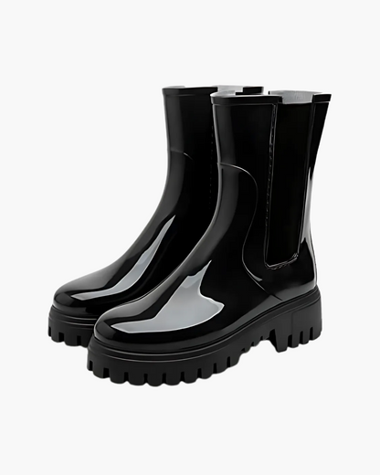 Hippe regenlaarzen dames in glanzende Chelsea-stijl, waterafstotend