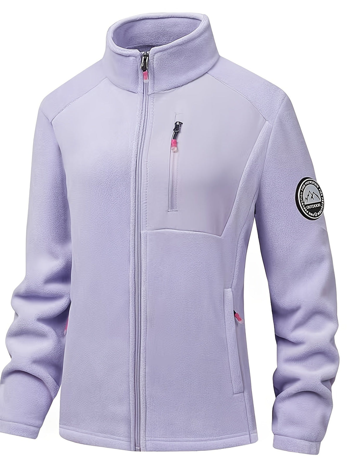 Dames fleece jas met opstaande kraag en drie ritszakken