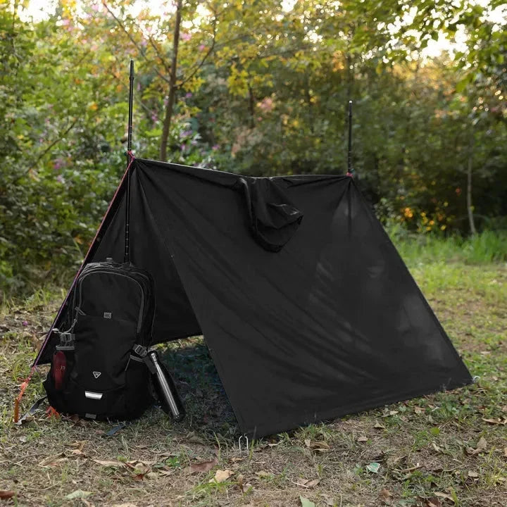 Regenponcho waterdicht met capuchon, inzetbaar als tarp