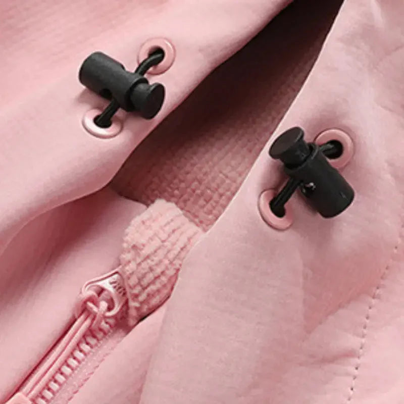 Gevoerde softshell jas dames met capuchon in roze