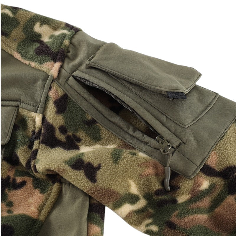 Heren fleecevest tactisch met capuchon in camouflage