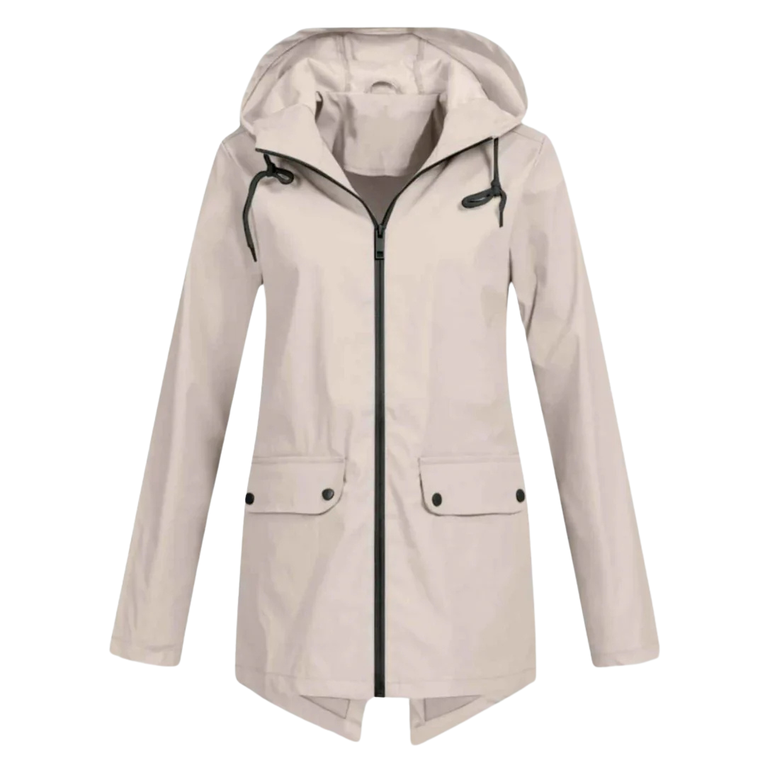 Lange Regenjas Dames Licht - Elegante Overgangsjas met Capuchon