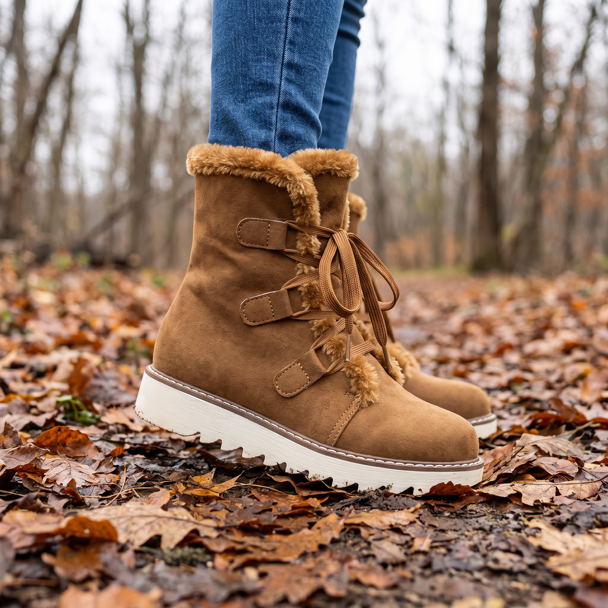 Winterstiefel Damen Plateau camel